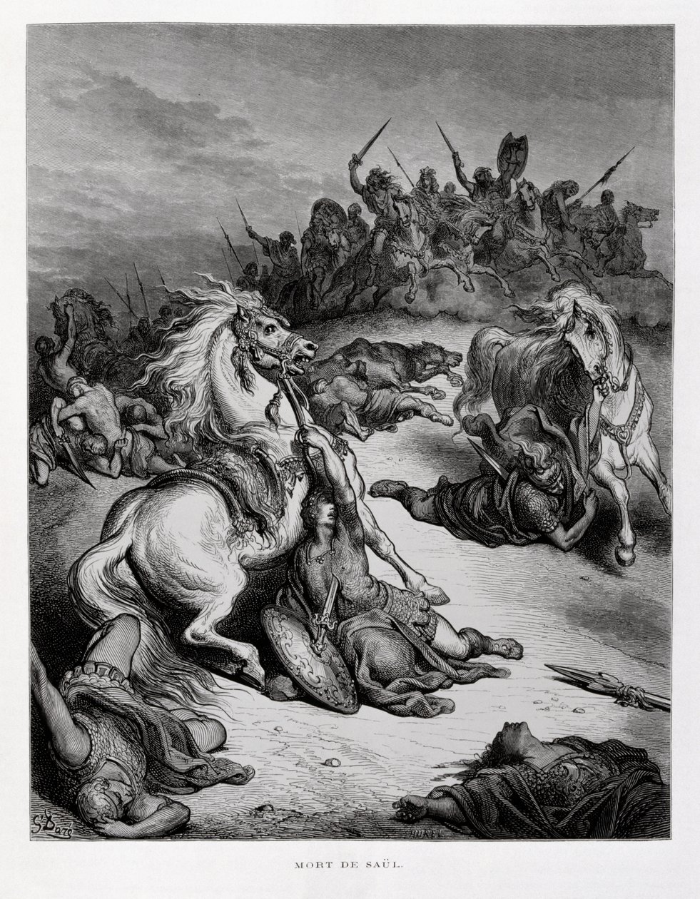 Śmierć króla Izraela Saula, ilustracja z Biblii Dore