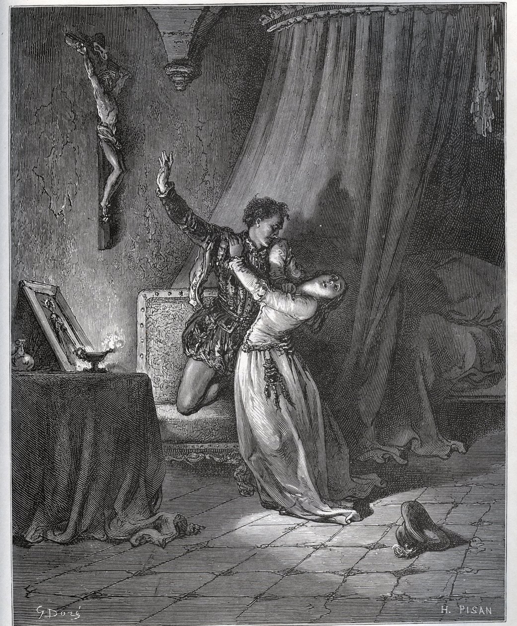 Don Fernand deklaruje swój płomień Dorothee - z „Don Kichota z Manchy” Miguela Cervantesa autorstwa Gustave Dore