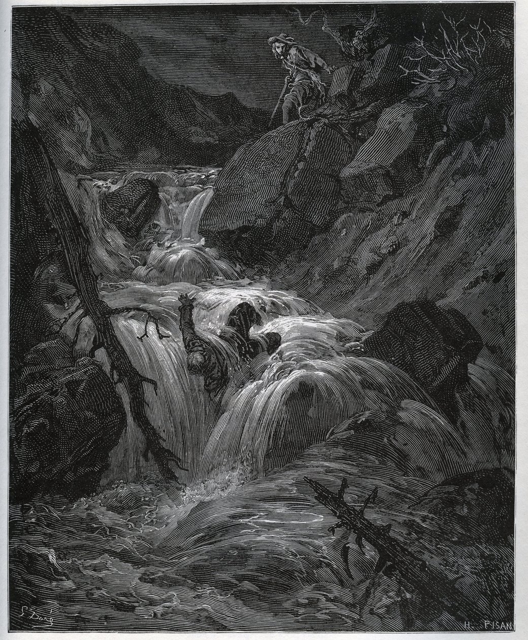 Dorothee, deguisee jako młody chłop, uwalnia swojego lubieżnego lokaja - z „Don Kichota z Manchy” Miguela Cervantesa autorstwa Gustave Dore