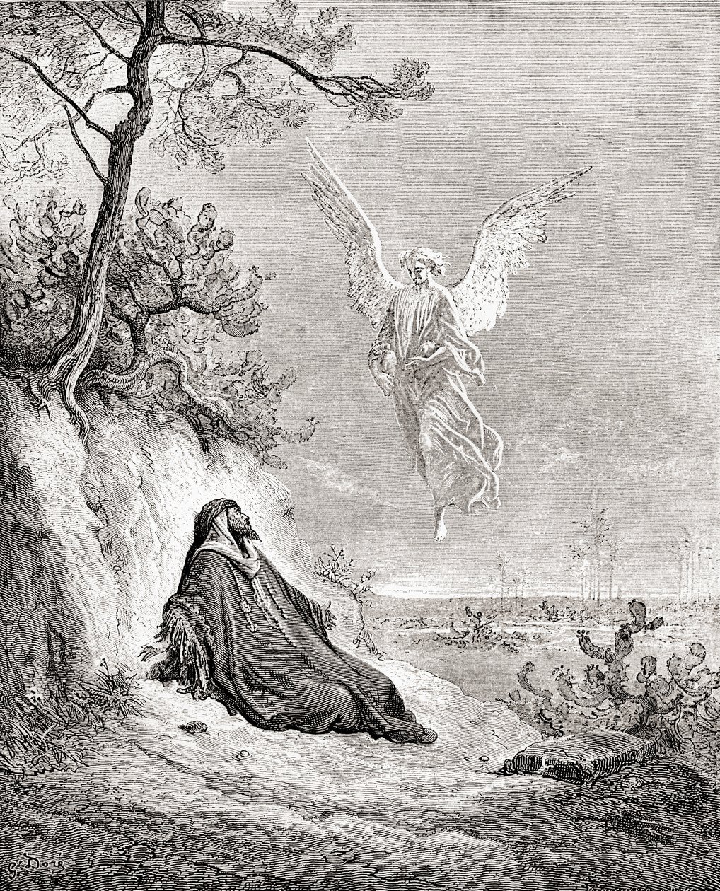 Eliasz karmiony przez Anioła. Na podstawie pracy z Biblii Gustave’a Dore’a. Z życia i wspomnień Gustave’a Dore’a, opublikowanego w 1885 r. autorstwa Gustave Dore