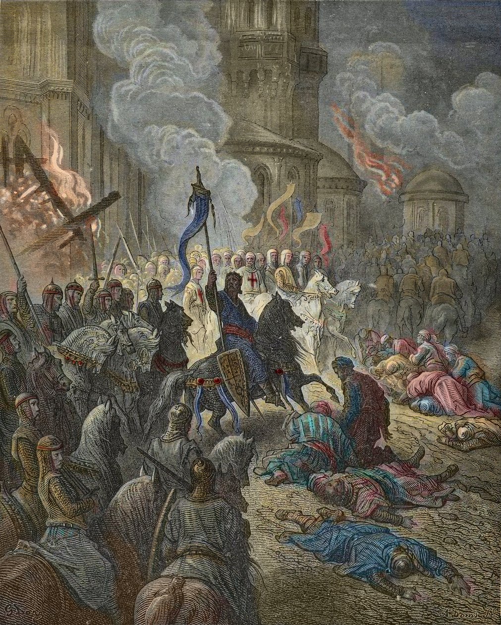 Wjazd krzyżowców do Konstantynopola w 1204, ilustracja z „Bibliotheque des Croisades” J-F. Michaud - (litho), Dore, Gustave (1832-83) autorstwa Gustave Dore