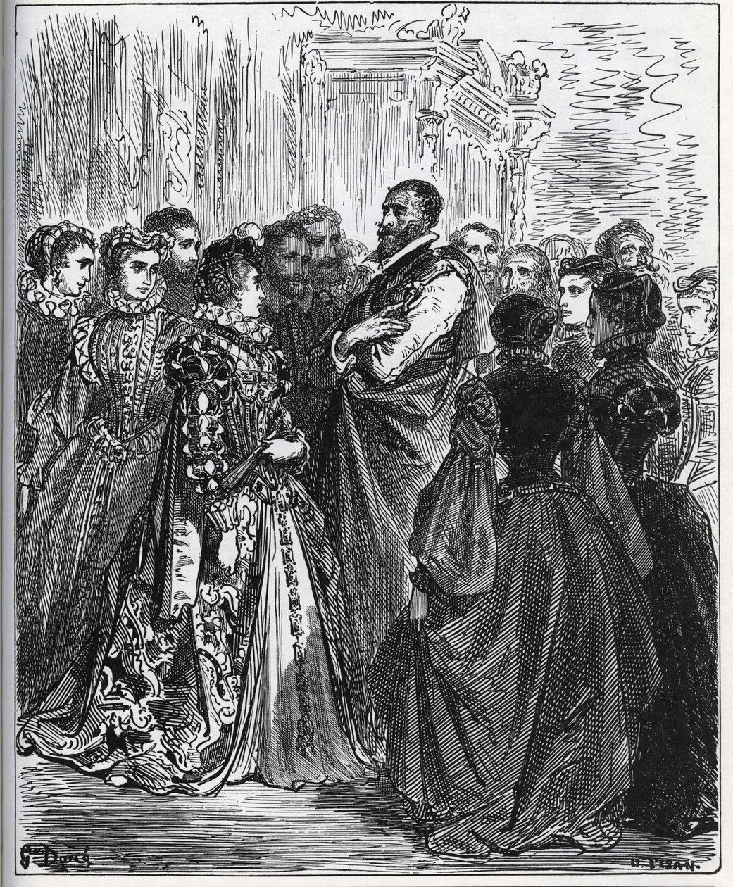 Wieczór zorganizowany przez Don Antonio - z „Don Kichota z Manchy” Miguela Cervantesa autorstwa Gustave Dore