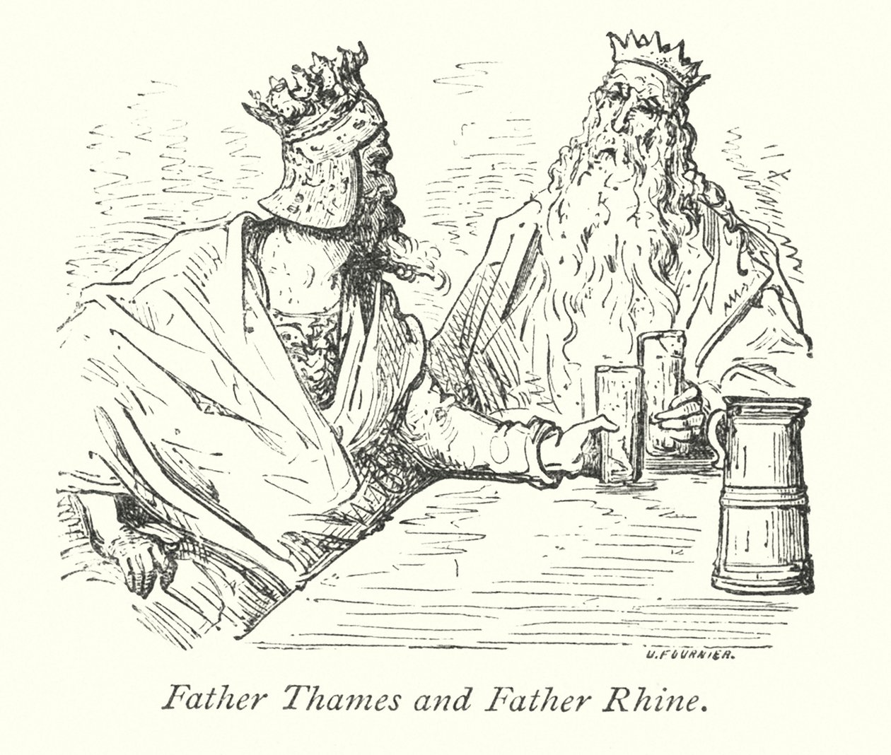 Ojciec Tamiza i Ojciec Ren (grawerunek) autorstwa Gustave Dore