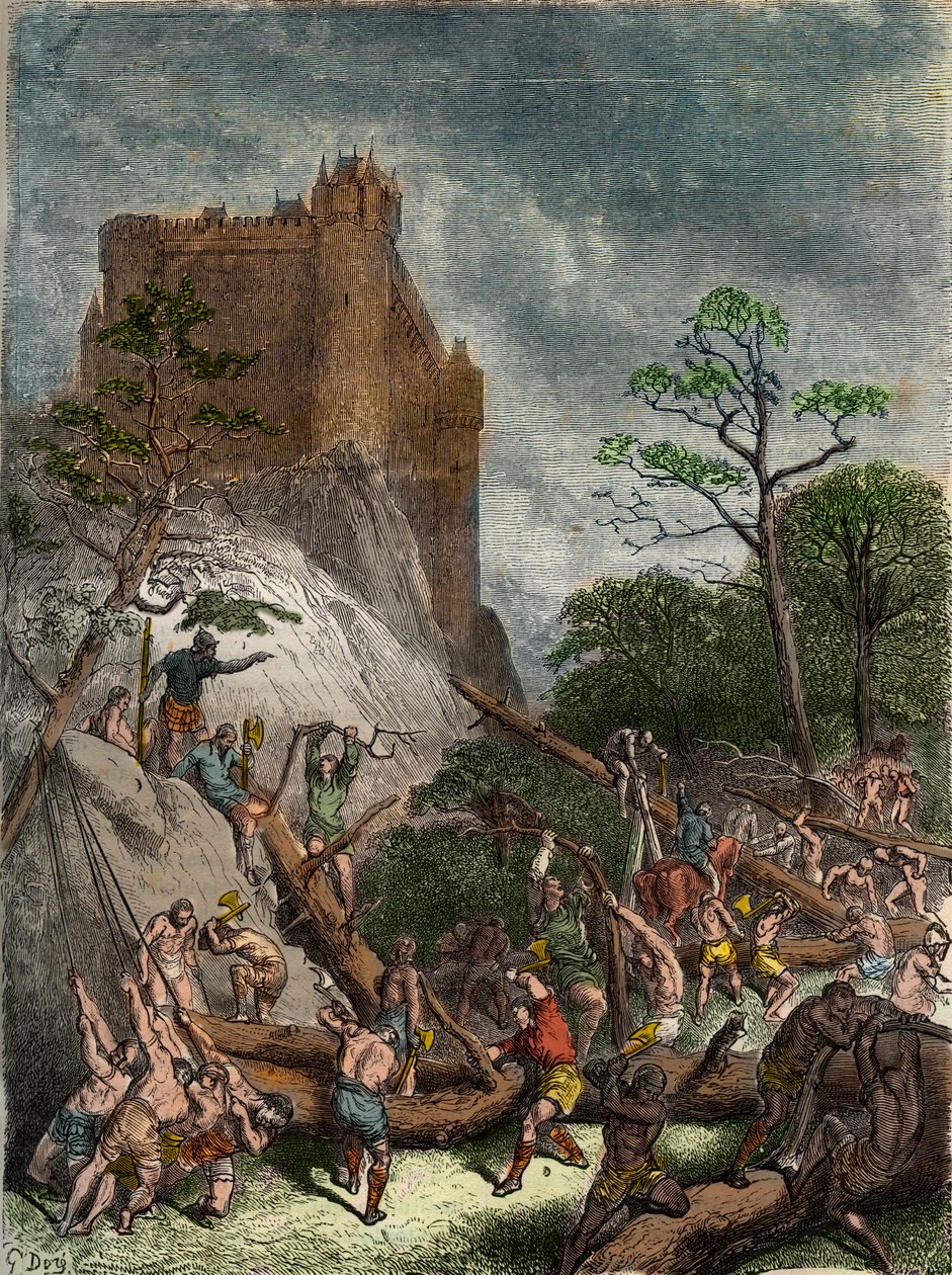 Feodalit w średniowieczu: poddani pracujący dla Pana - rycina Gustave Dore z XIX wieku w „Historii narodowej ilustrowanej Francji od czasów najdawniejszych do współczesności” 1876 – kolekcja prywatna autorstwa Gustave Dore