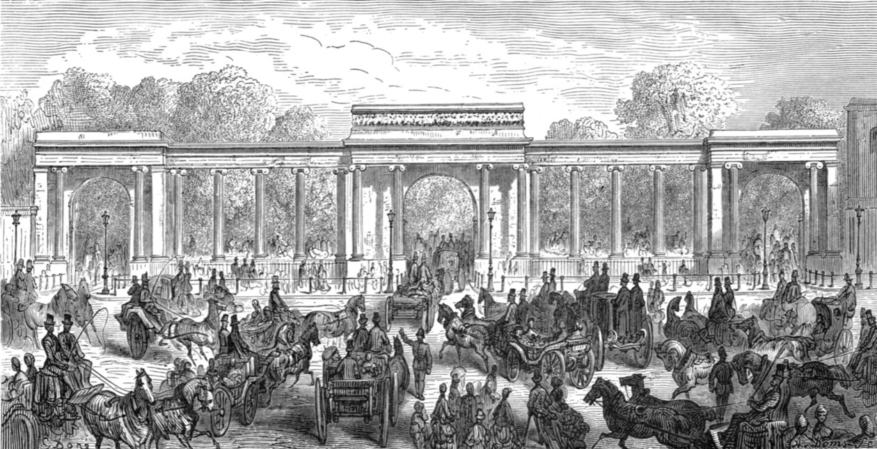 „Hyde Park Corner – wejście Piccadilly”, 1872. autorstwa Gustave Dore