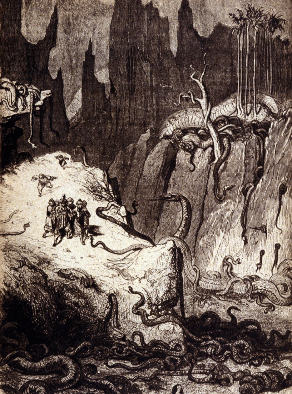 Ilustracja do „”powieści z 1001 nocy”” (opowieści tysiąca i jednej nocy): Sindbad (Sindbad) marynarz. 19 wiek. autorstwa Gustave Dore