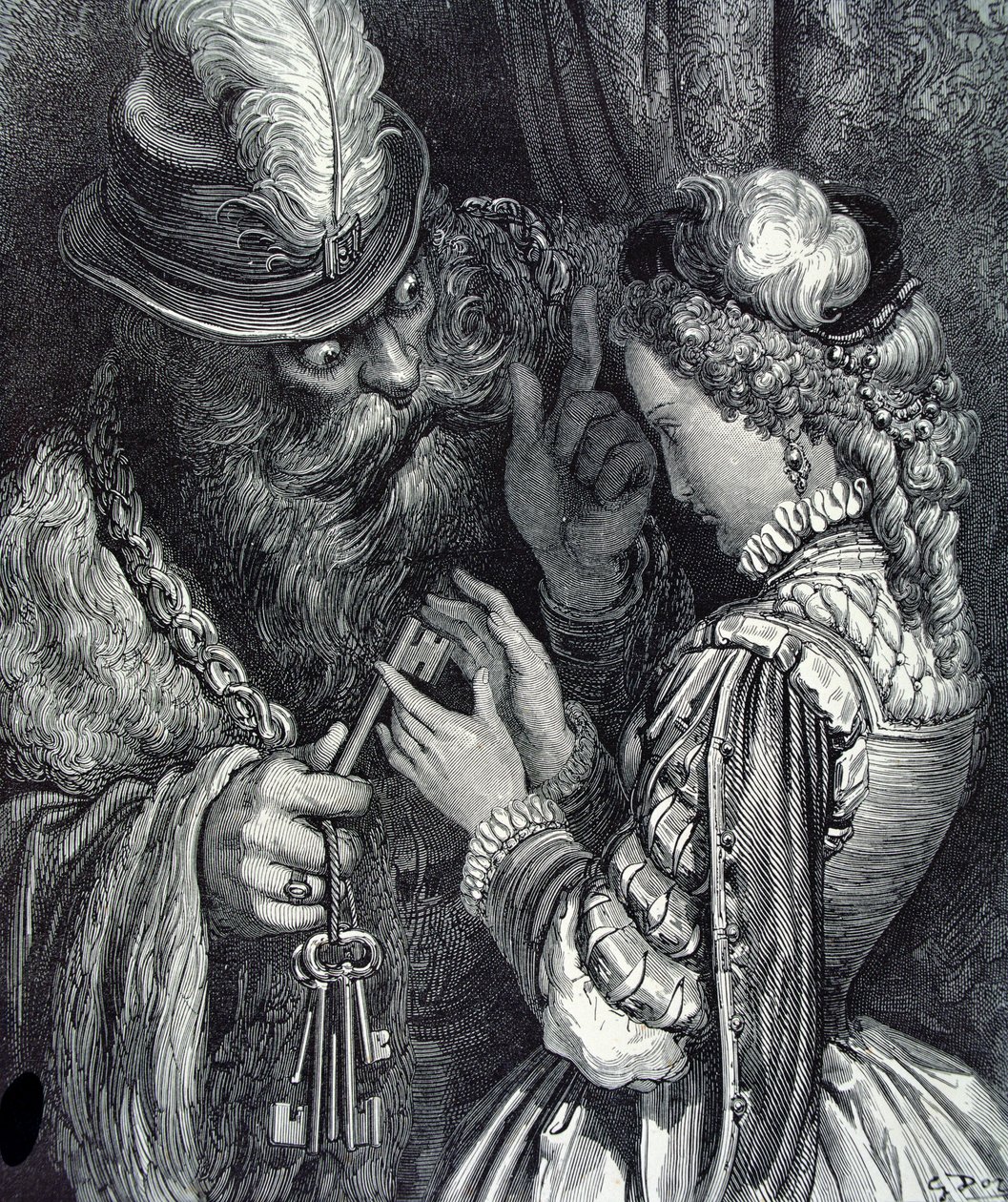 Ilustracja do „Sinobrodego” Charlesa Perraulta (1628-1703) 1893 autorstwa Gustave Dore