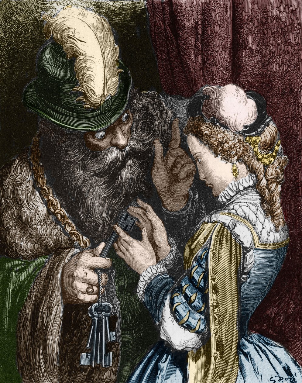 Ilustracja do „Sinobrodego” Charlesa Perraulta, 1893 autorstwa Gustave Dore
