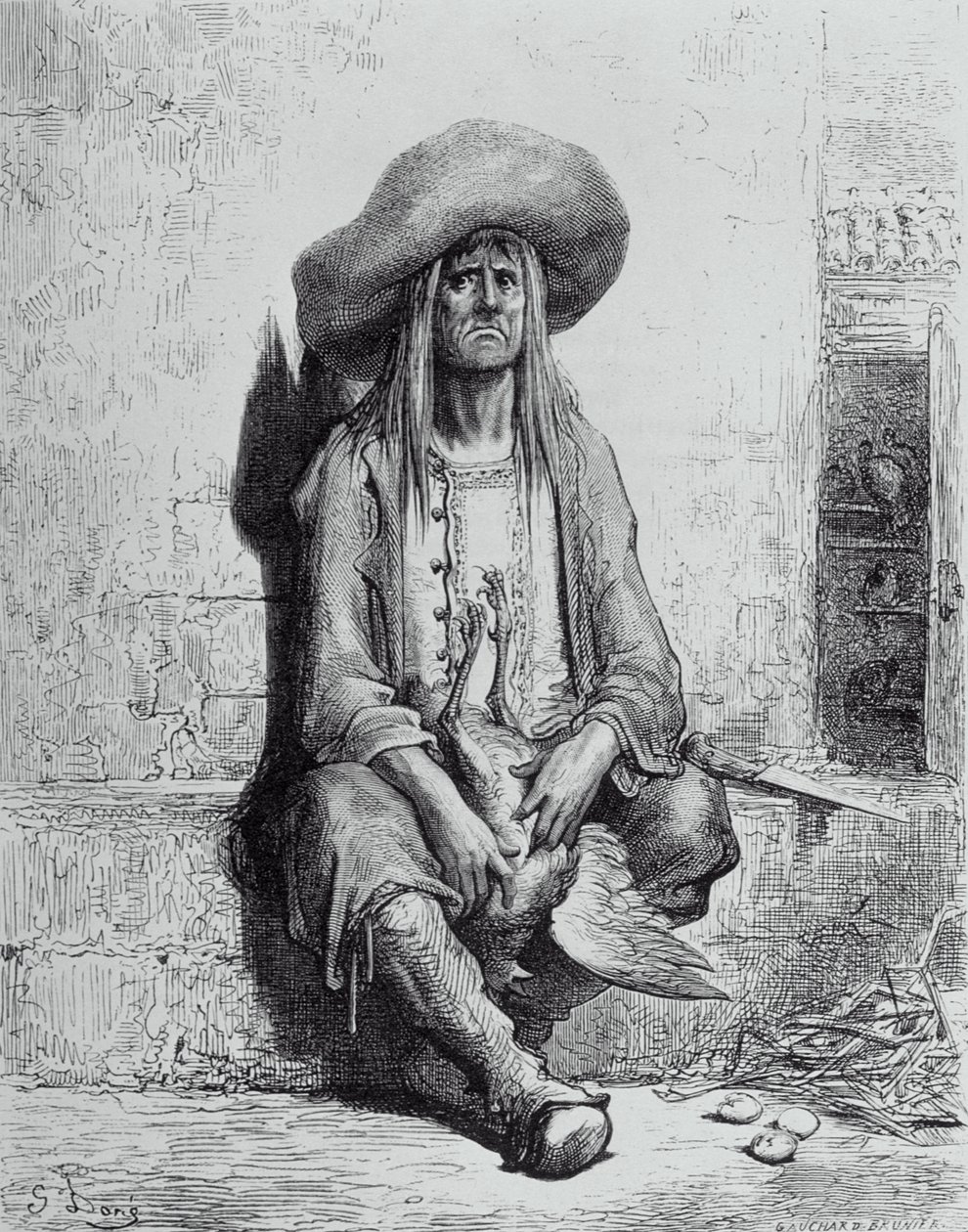 Ilustracja do Kury ze złotymi jajkami z „Bajek” Jeana de La Fontaine