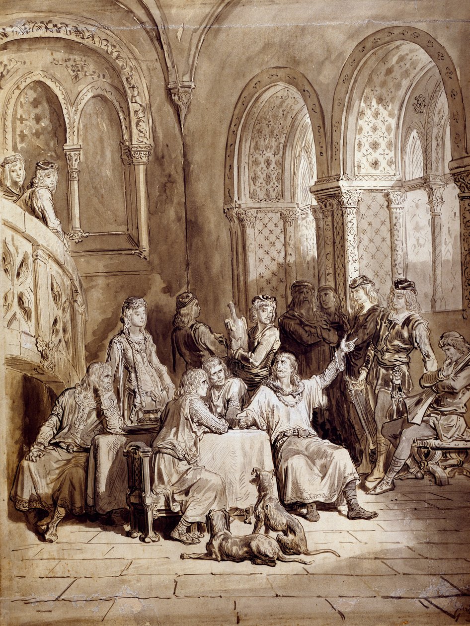 Ilustracja do cyklu wierszy Idylle króla Alberta Tennysona (1809-1892), sztych Gustave Dore (1832-1883) autorstwa Gustave Dore