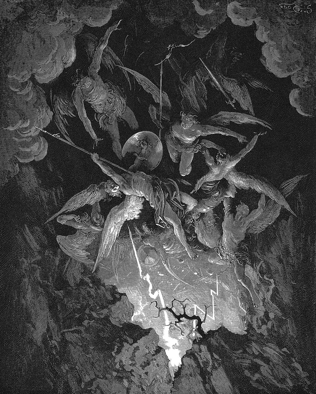 Ilustracja z „Raju utraconego” Johna Miltona, 1866 r. autorstwa Gustave Dore