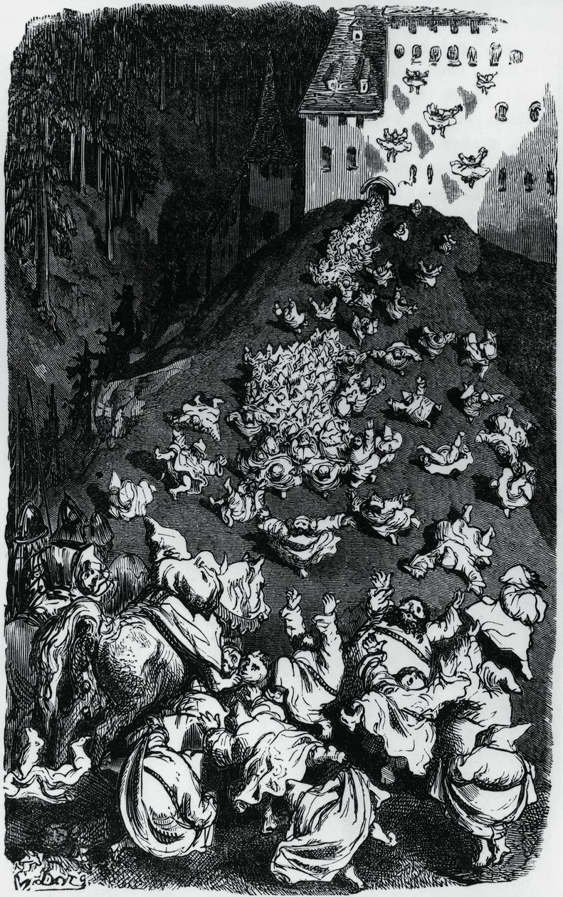 Ilustracja do zbioru opowieści humorystycznych (Contes drolatiques) autorstwa Honore de Balzac (1799-1850) autorstwa Gustave Dore