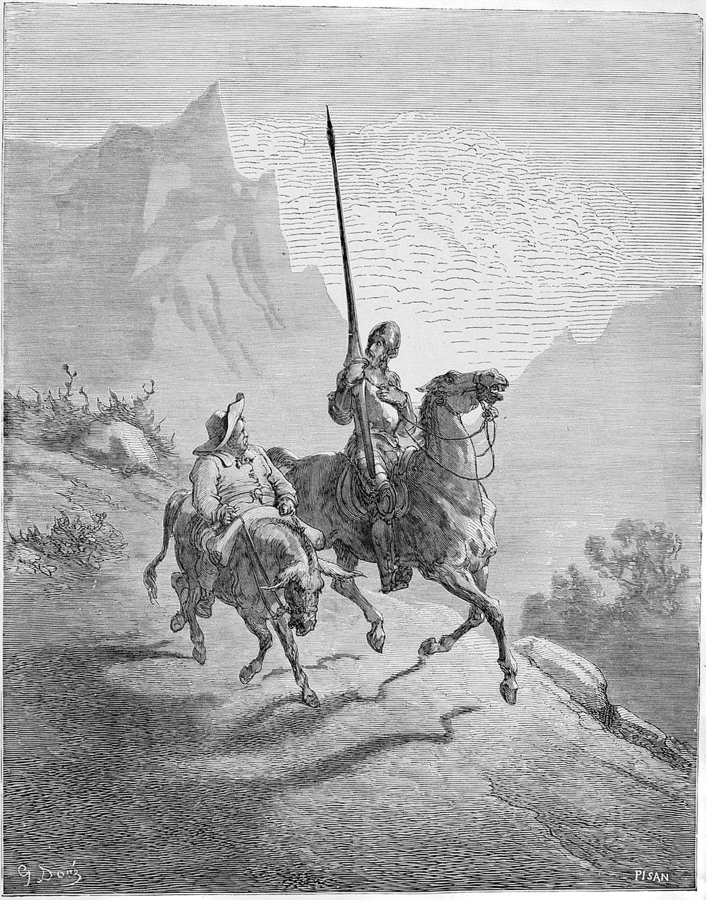 Ilustracja do książki Don Kichot de la Mancha autorstwa M. de Cervantesa, 1863. autorstwa Gustave Dore