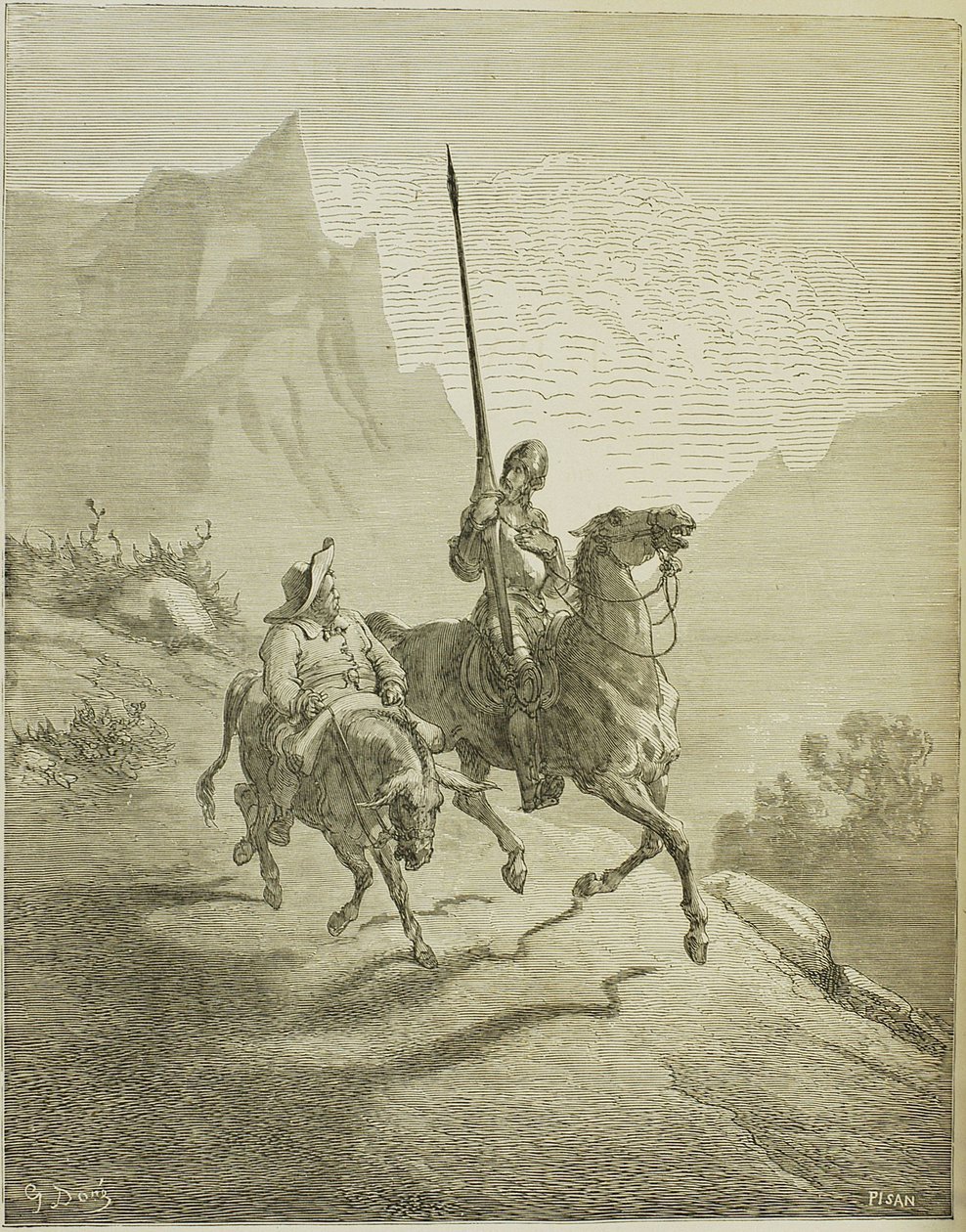 Ilustracja do książki Don Kichot de la Mancha autorstwa M. de Cervantesa, 1863 autorstwa Gustave Dore