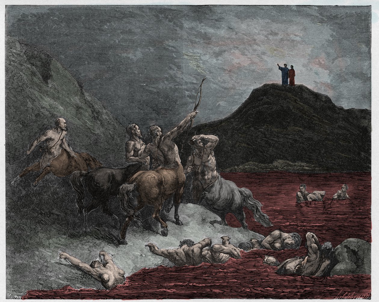 Piekło, Pieśń 12: Nessus autorstwa Gustave Dore