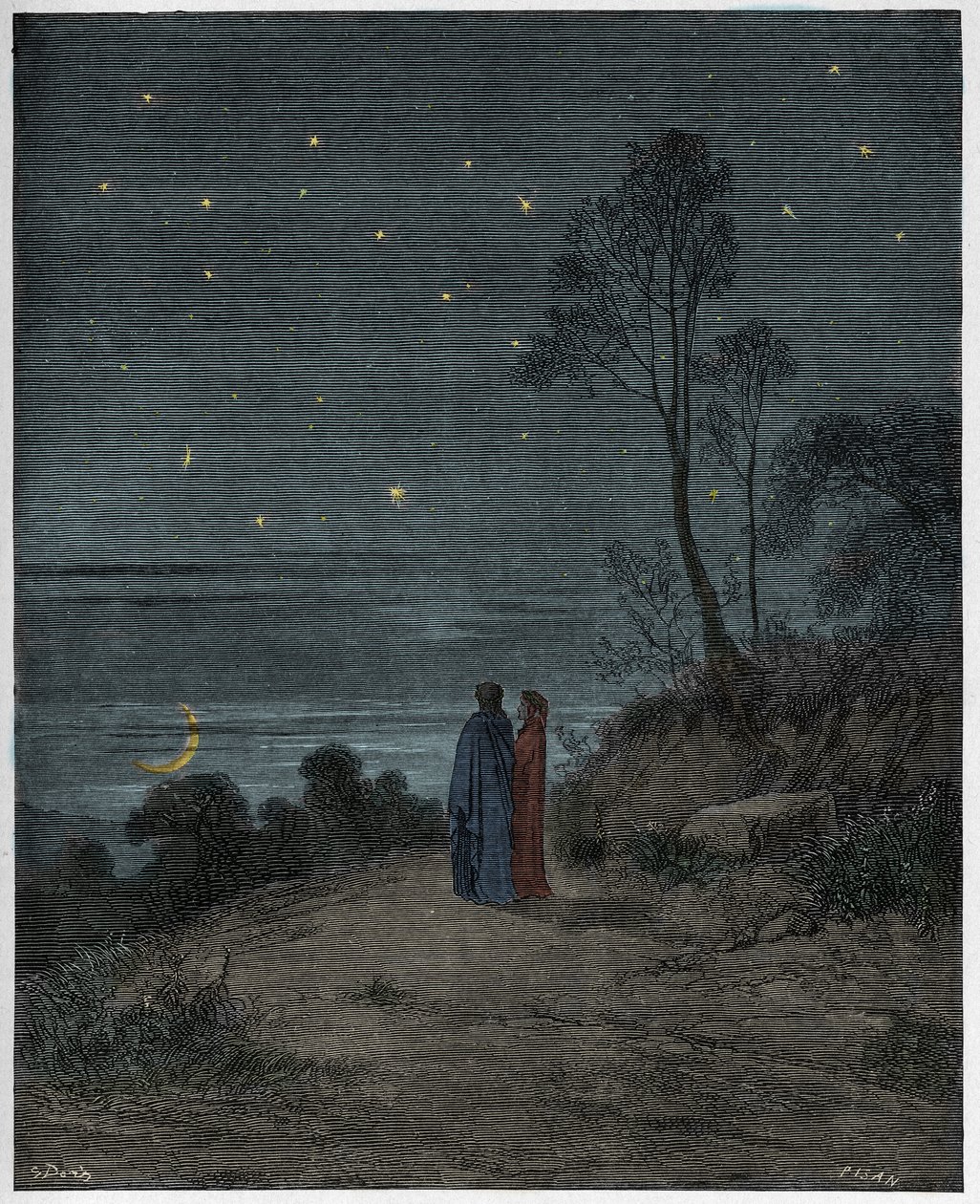 Inferno, Canto 2: Ciemne niebo pierwszej nocy, ilustracja z „Boskiej komedii” Dantego Alighieri, 1885 autorstwa Gustave Dore
