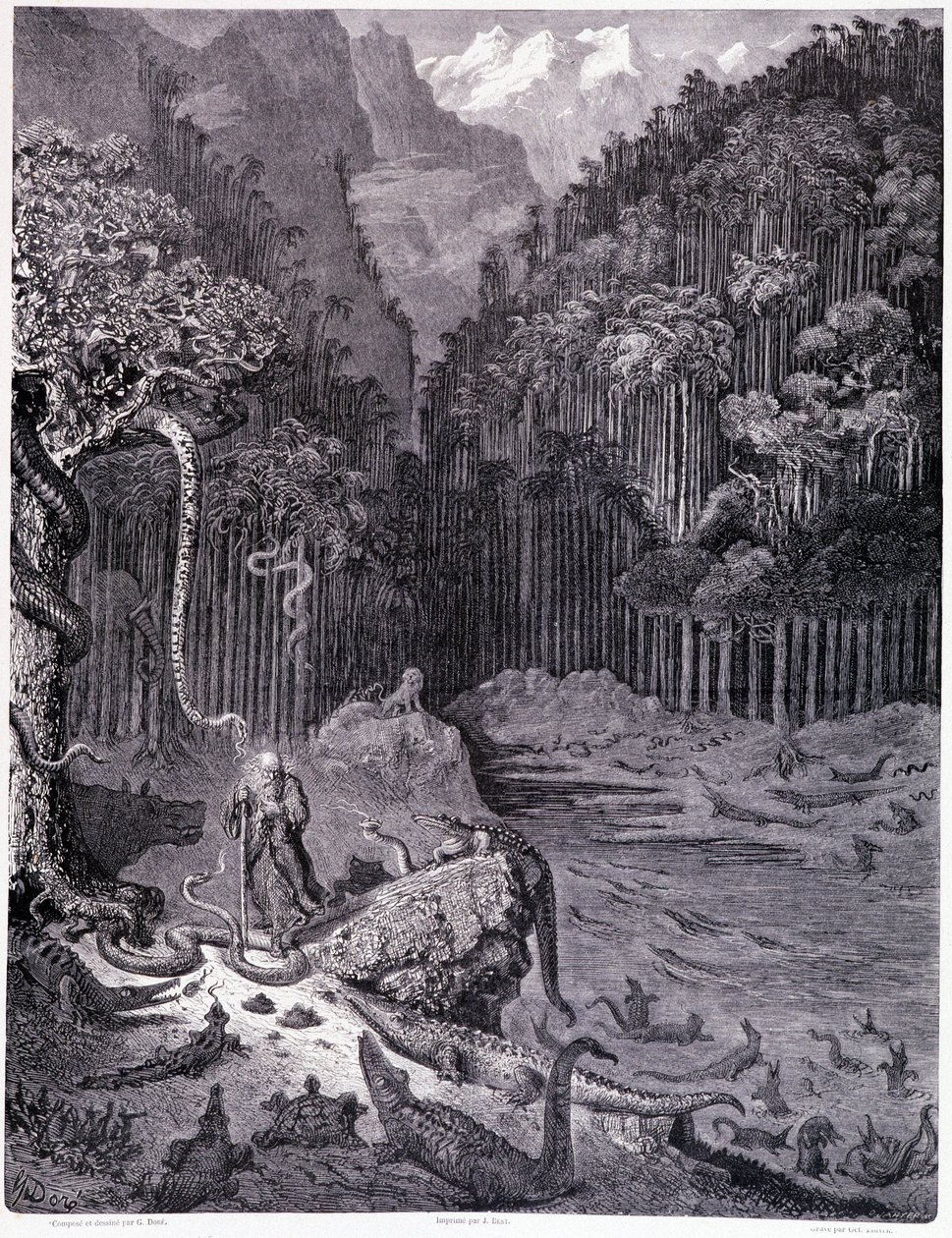 Widziałem w Ameryce... deska XI - Ilustracja Gustave Dore (1832-1883), do La legende du Jeif Wędrówka Pierre