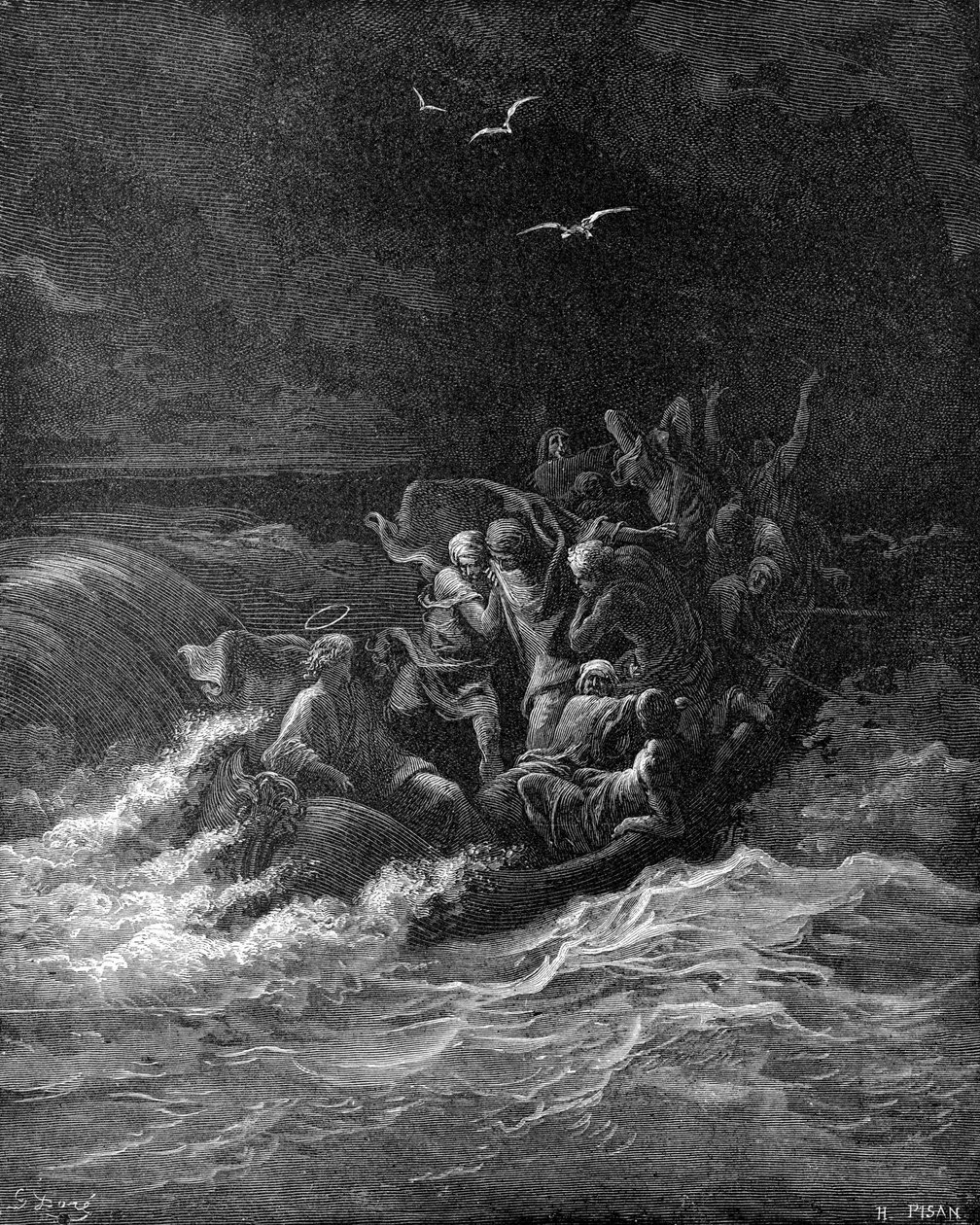 Jezus ucisza burzę autorstwa Gustave Dore