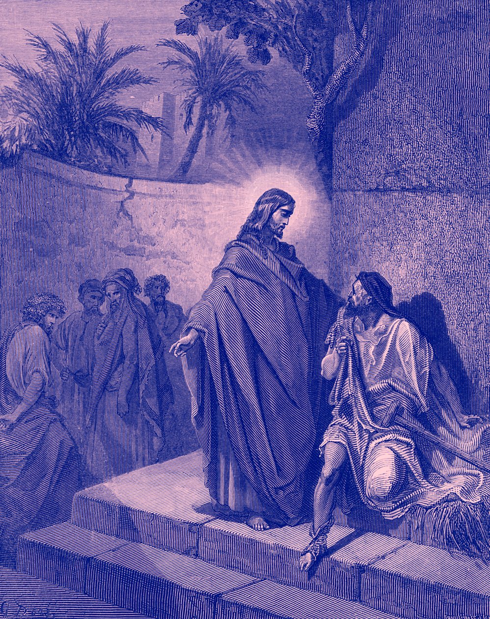 Jezus uzdrawia człowieka chorego na porażenie - Biblia autorstwa Gustave Dore