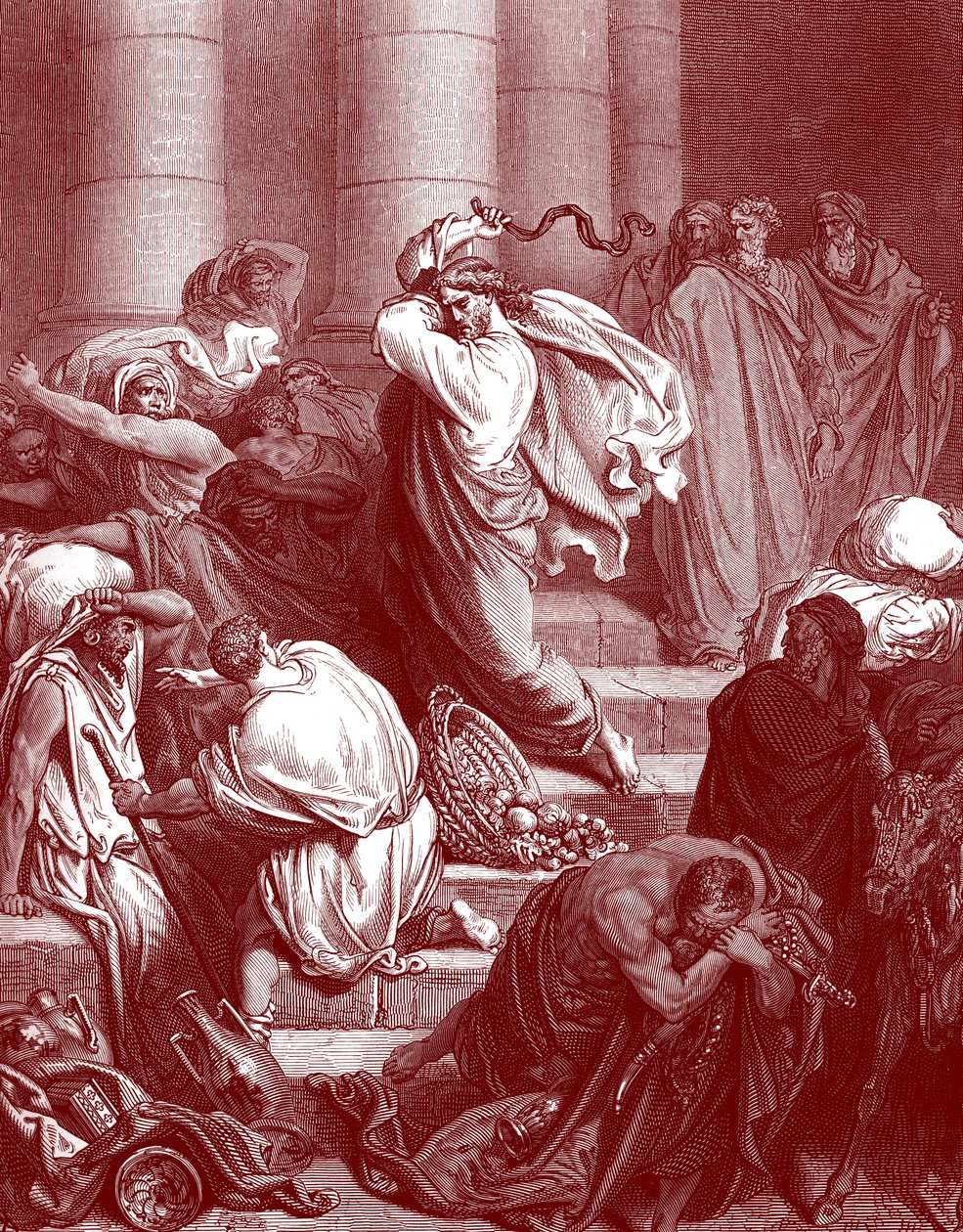 Jezus w świątyni, rycina Doré. - Biblia autorstwa Gustave Dore