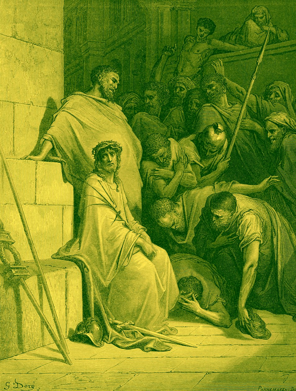 Jezus jest wyszydzany przez rzymskich żołnierzy - Biblia autorstwa Gustave Dore