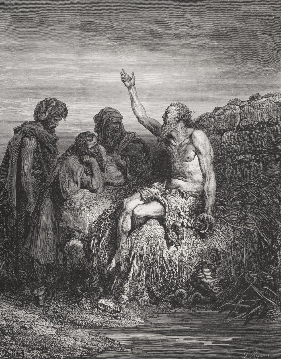 Hiob i jego przyjaciele, Hiob 6:1-4, ilustracja z „Pismo Świętej” Dore