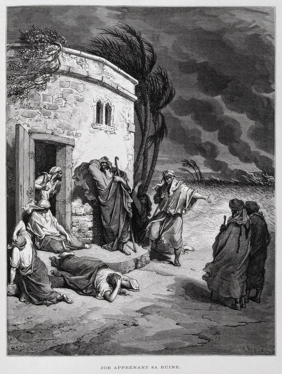 Hiob rozumie swoją ruinę, ilustracja z Biblii Dore