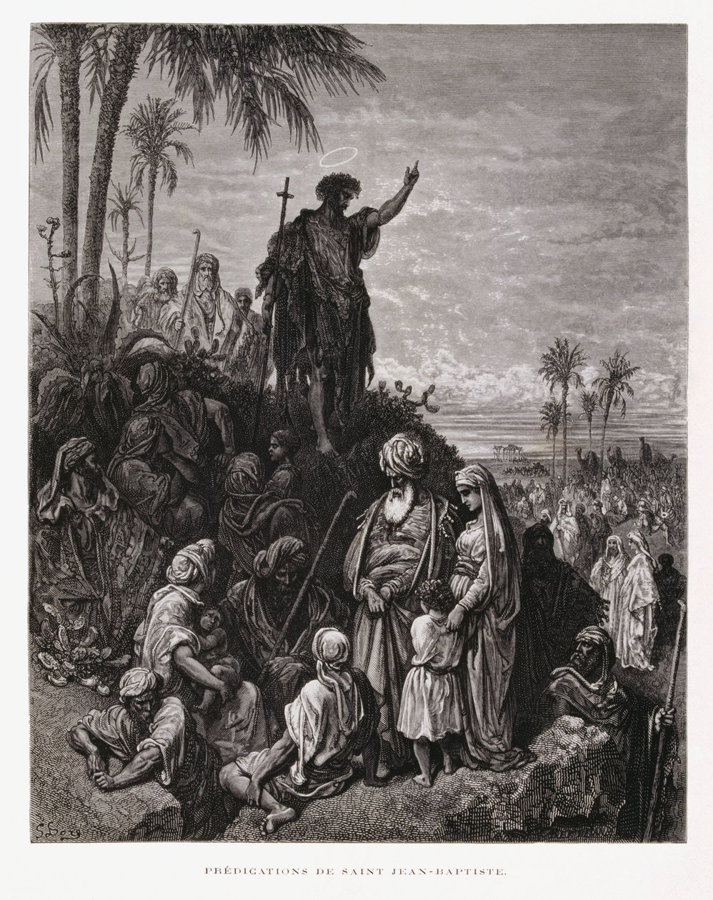 Jan Chrzciciel wygłaszający kazanie, ilustracja z Biblii Dore