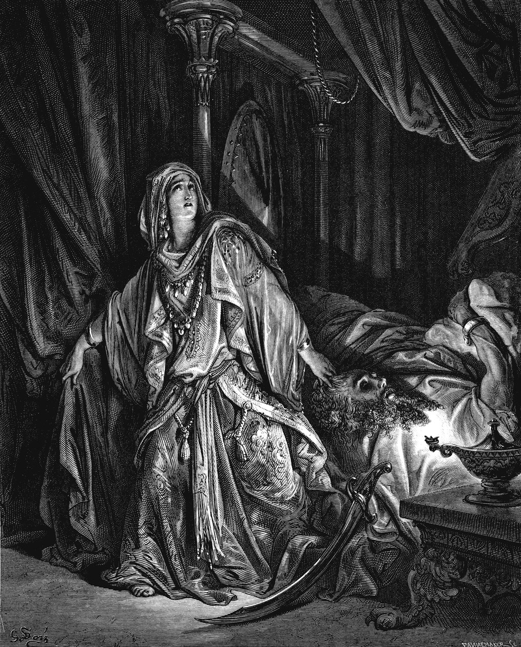 Judyta przed odcięciem głowy Holofernesowi, 1866 autorstwa Gustave Dore