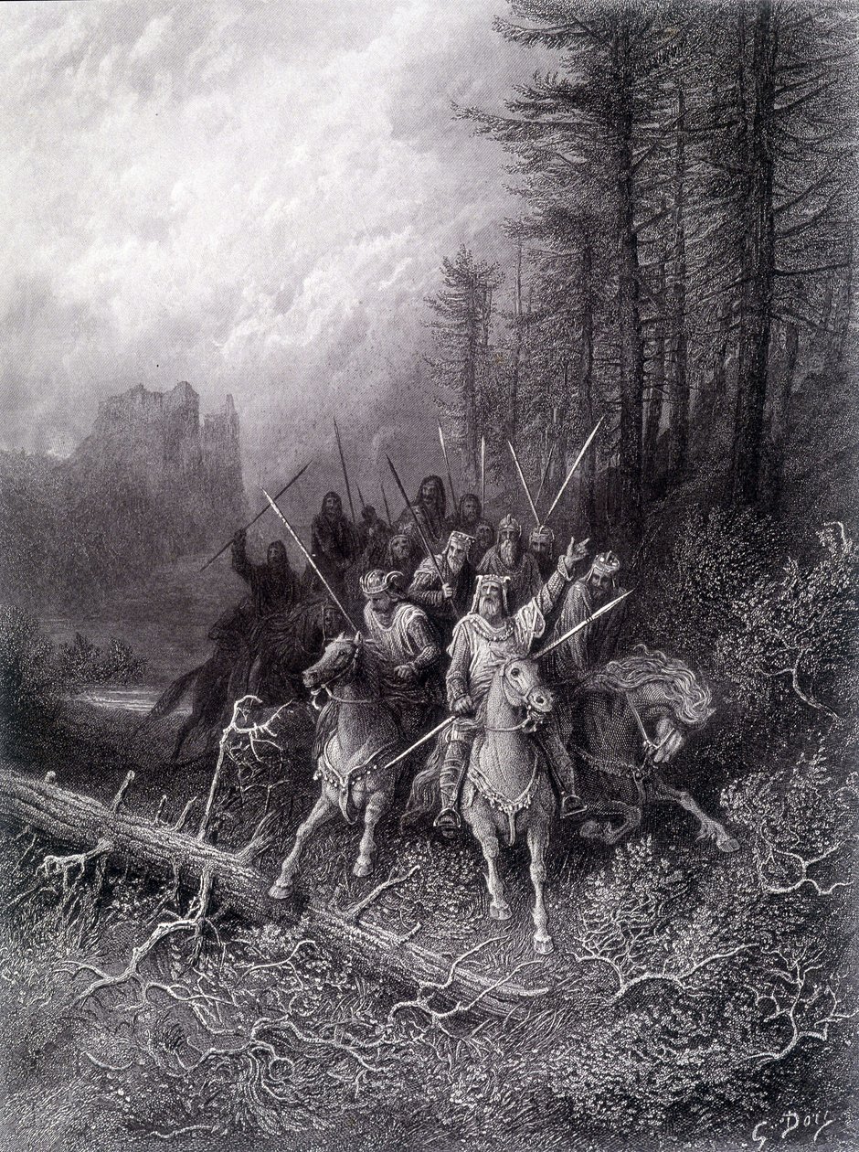 Król Artur w lesie Broceliande (Cykl o rycerzach Okrągłego Stołu) - w "Viviane" Alfreda Tennysona, ilustracja G. Doré autorstwa Gustave Dore