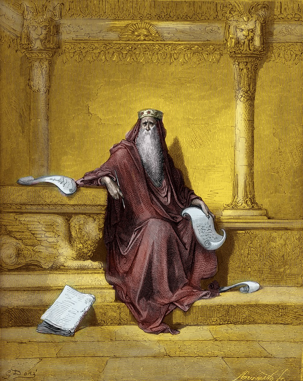 Grawerunek króla Salomona autorstwa Gustave Doré. - Biblia autorstwa Gustave Dore