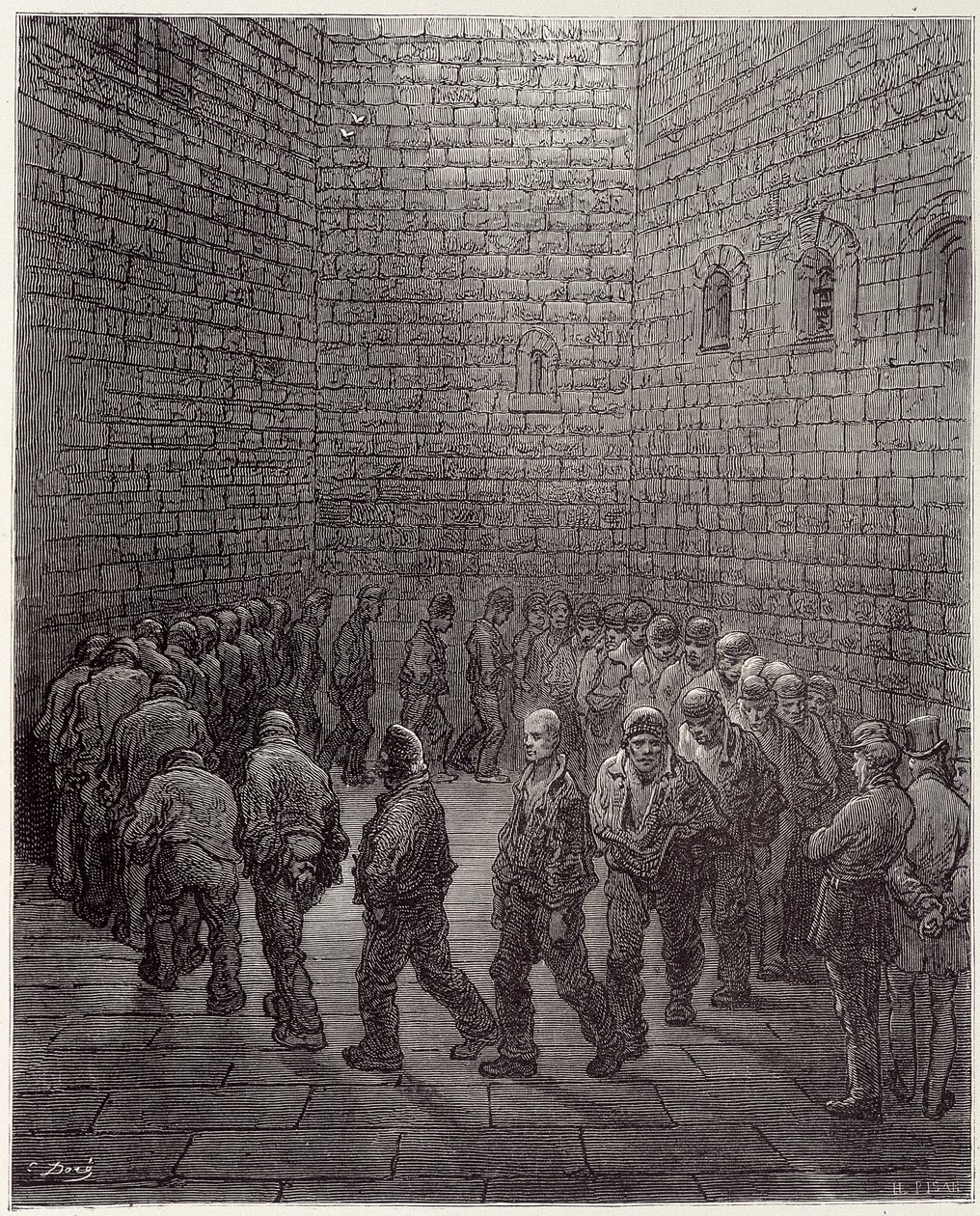 Spacer więźniów w więzieniu - w „Londynie” Gustave Dore autorstwa Gustave Dore