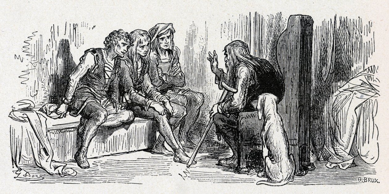 Oracz i jego dzieci (rycina z lat 1861-1868) autorstwa Gustave Dore