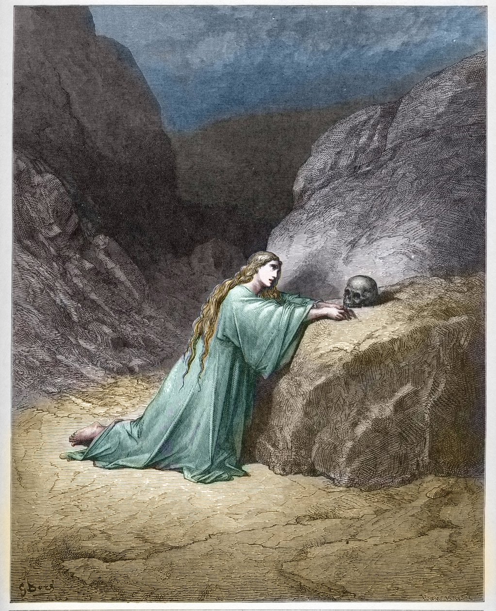 Maria Magdalena skruszona (skruszona Maria Magdalena) - - grawerowanie w „The Bible illustree” Gustave