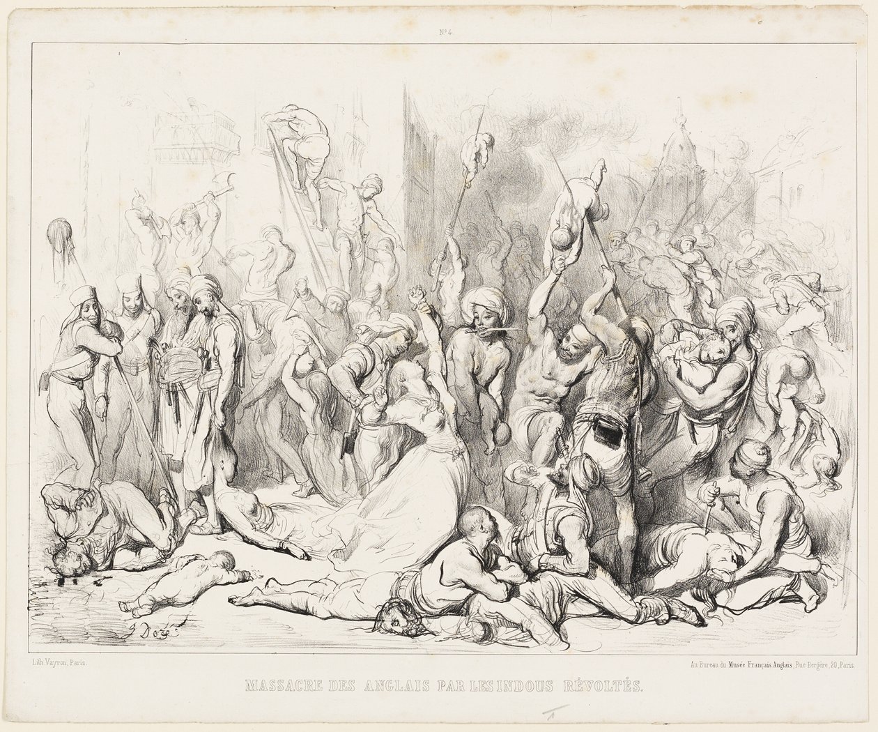 Masakra Anglików przez zbuntowanych Hindusów autorstwa Gustave Dore