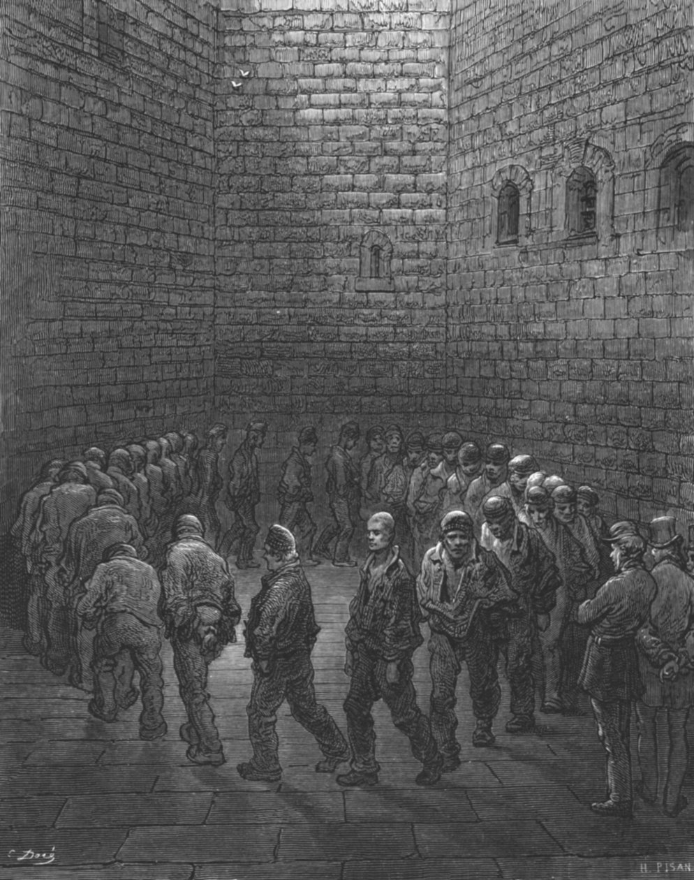 „Newgate – plac ćwiczeń”, 1872. autorstwa Gustave Dore