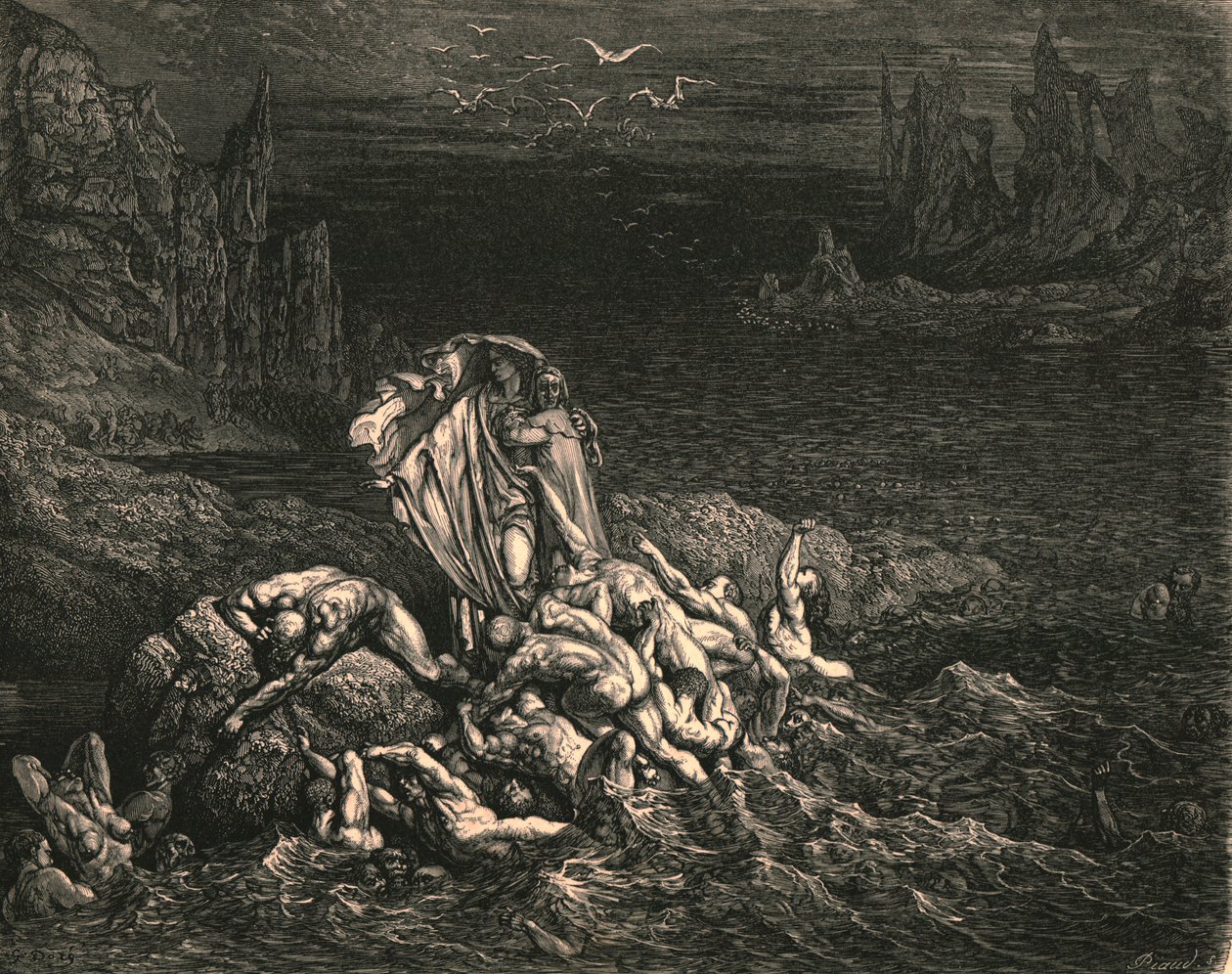Teraz widzisz, synu! Dusze tych, których przezwyciężył gniew, ok. 1890 r. autorstwa Gustave Dore