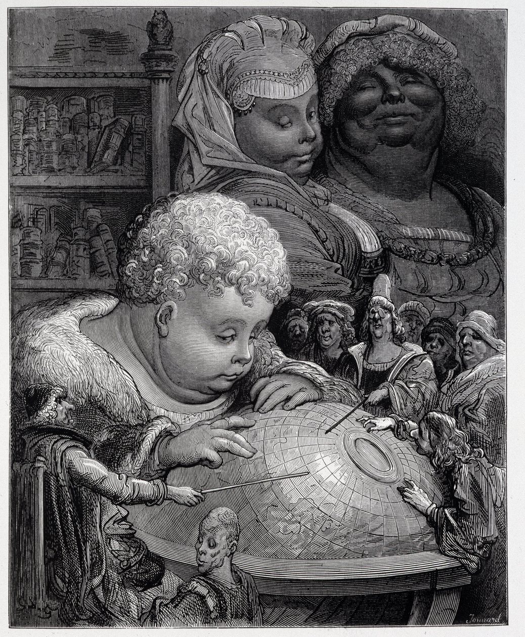 Pantagruel po kursie geografii – w „Gargantua” Rabelaisa, il. Gustave Dore autorstwa Gustave Dore
