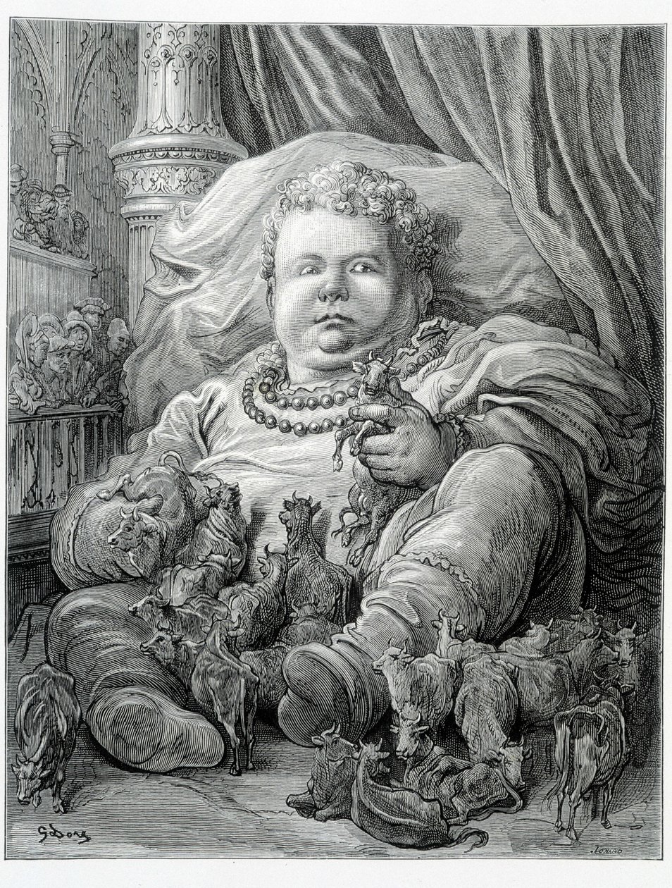 Pantagruel otacza krowy – w „Gargantua” Rabelaisa, chor. Gustave Dore autorstwa Gustave Dore