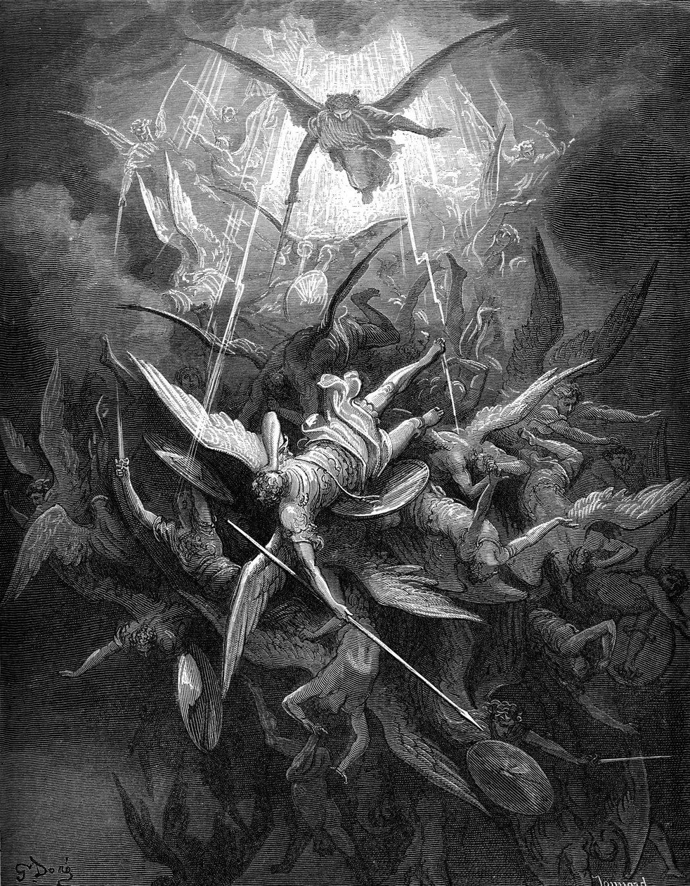 Raj utracony: Upadek zbuntowanych aniołów, autorstwa Gustave Dore