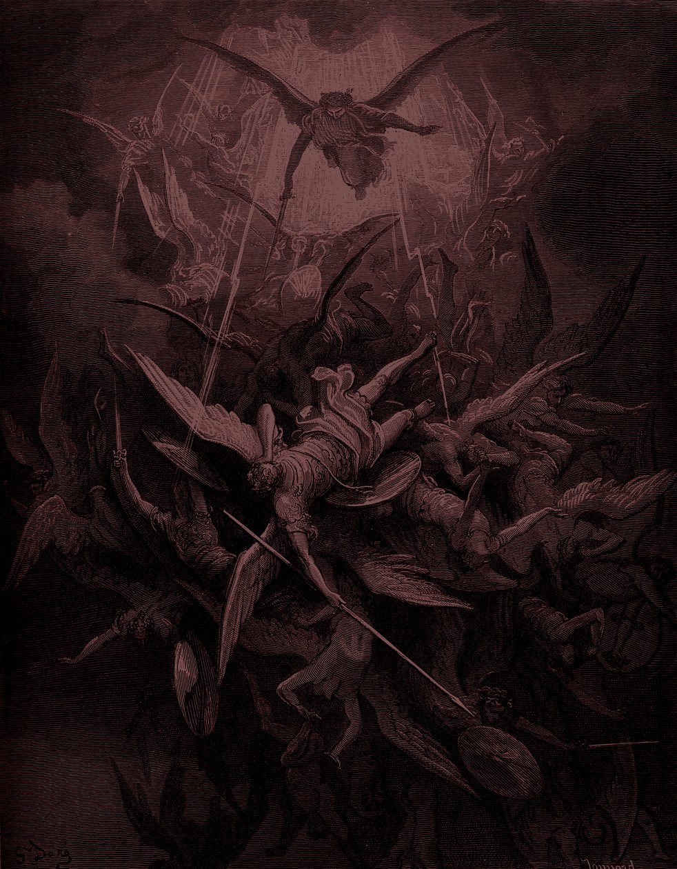 Raj utracony: Upadek zbuntowanych aniołów, artysta Doré autorstwa Gustave Dore