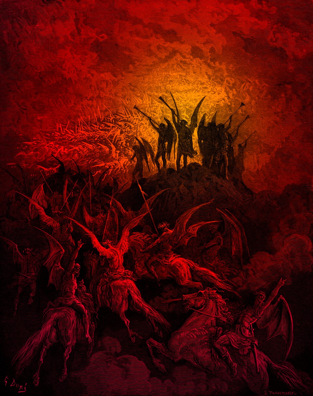 Raj utracony: Zbuntowane Anioły. By Doré autorstwa Gustave Dore