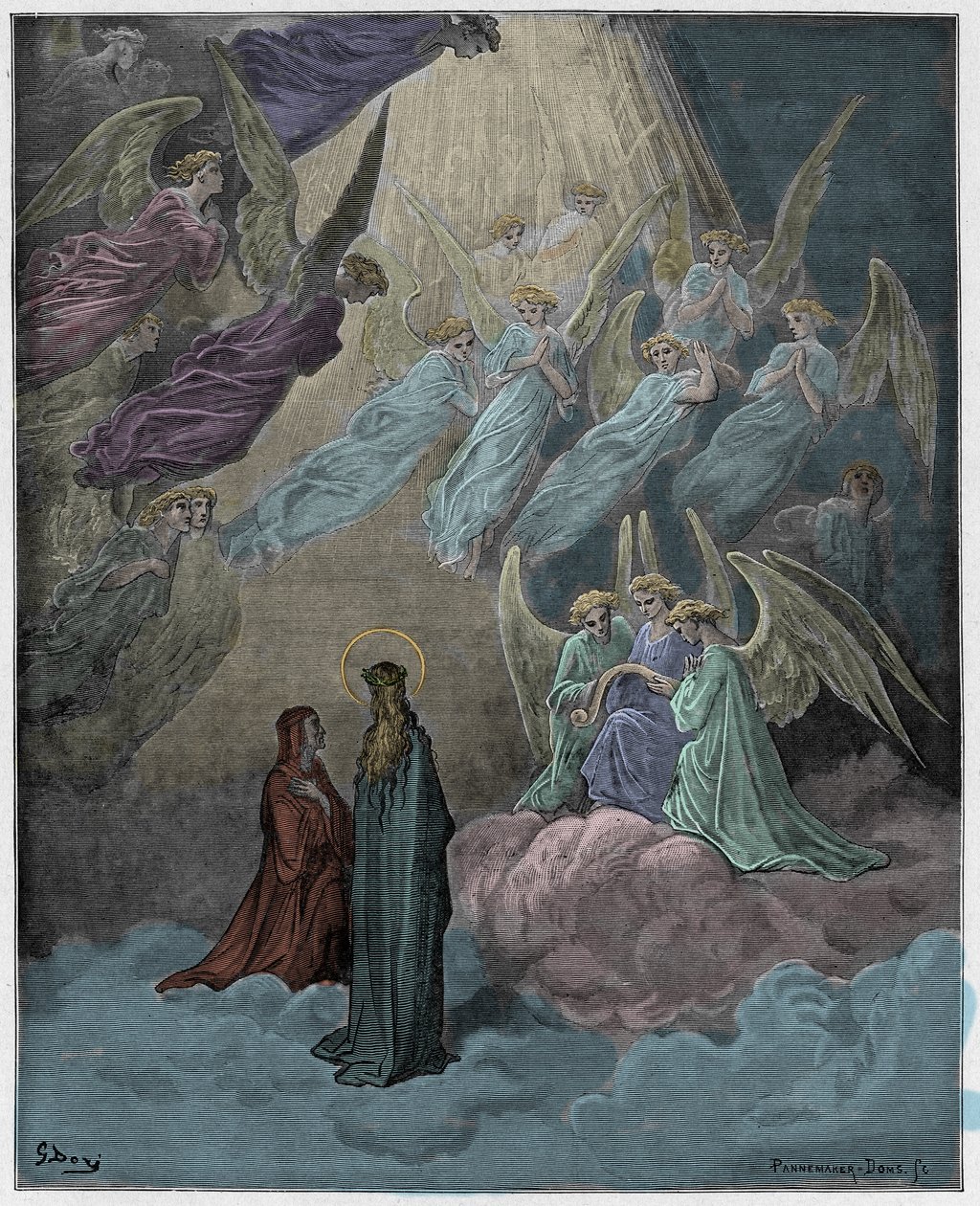 Paradiso, Canto 21: Świetliste dusze śpiewają, ilustracja z „Boskiej komedii” Dantego Alighieri, 1885 autorstwa Gustave Dore