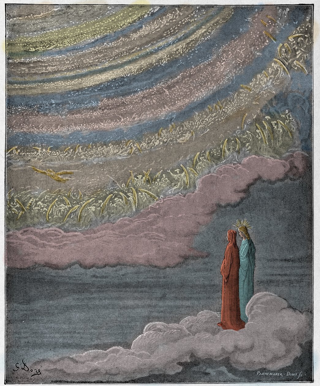 Paradiso, Canto 28: Błyszczący zastęp niebios, ilustracja z „Boskiej komedii” Dantego Alighieri, 1885 autorstwa Gustave Dore