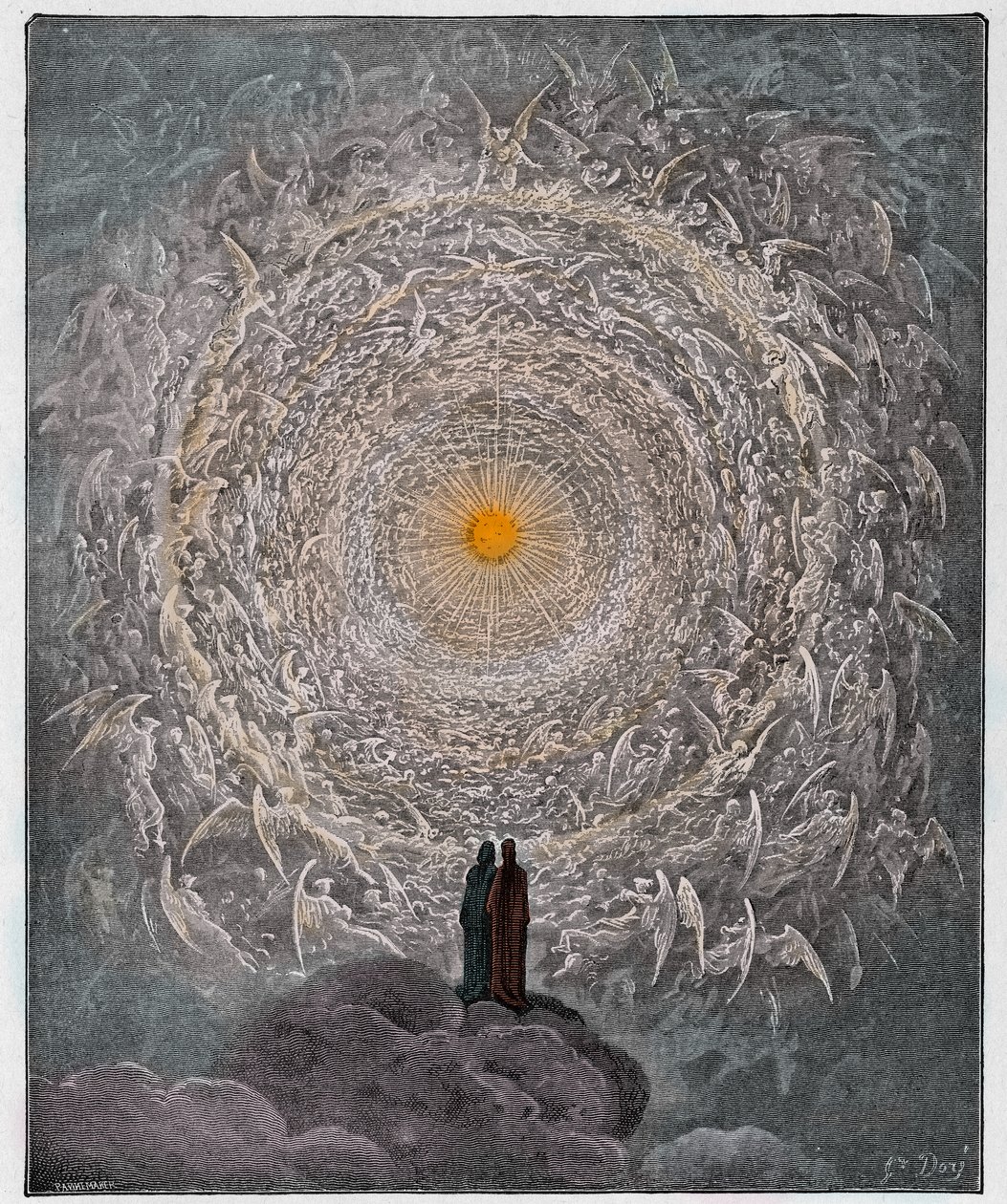 Paradiso, Canto 31: Święty tłum tworzy różę w Empireum autorstwa Gustave Dore