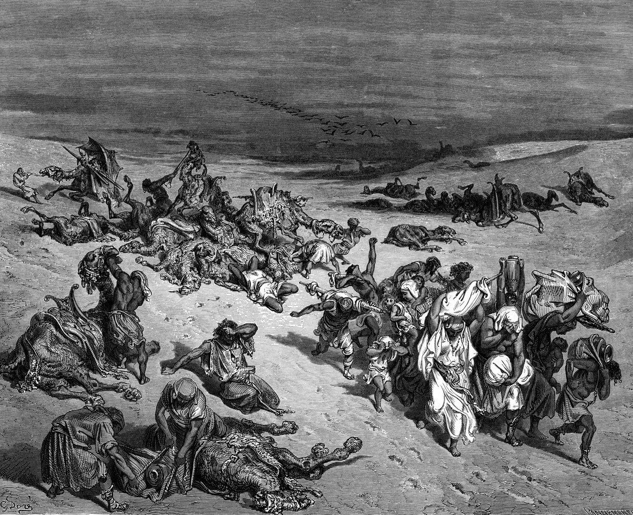 „Zaraza”, jedna z siedmiu plag egipskich, 1866 r. autorstwa Gustave Dore
