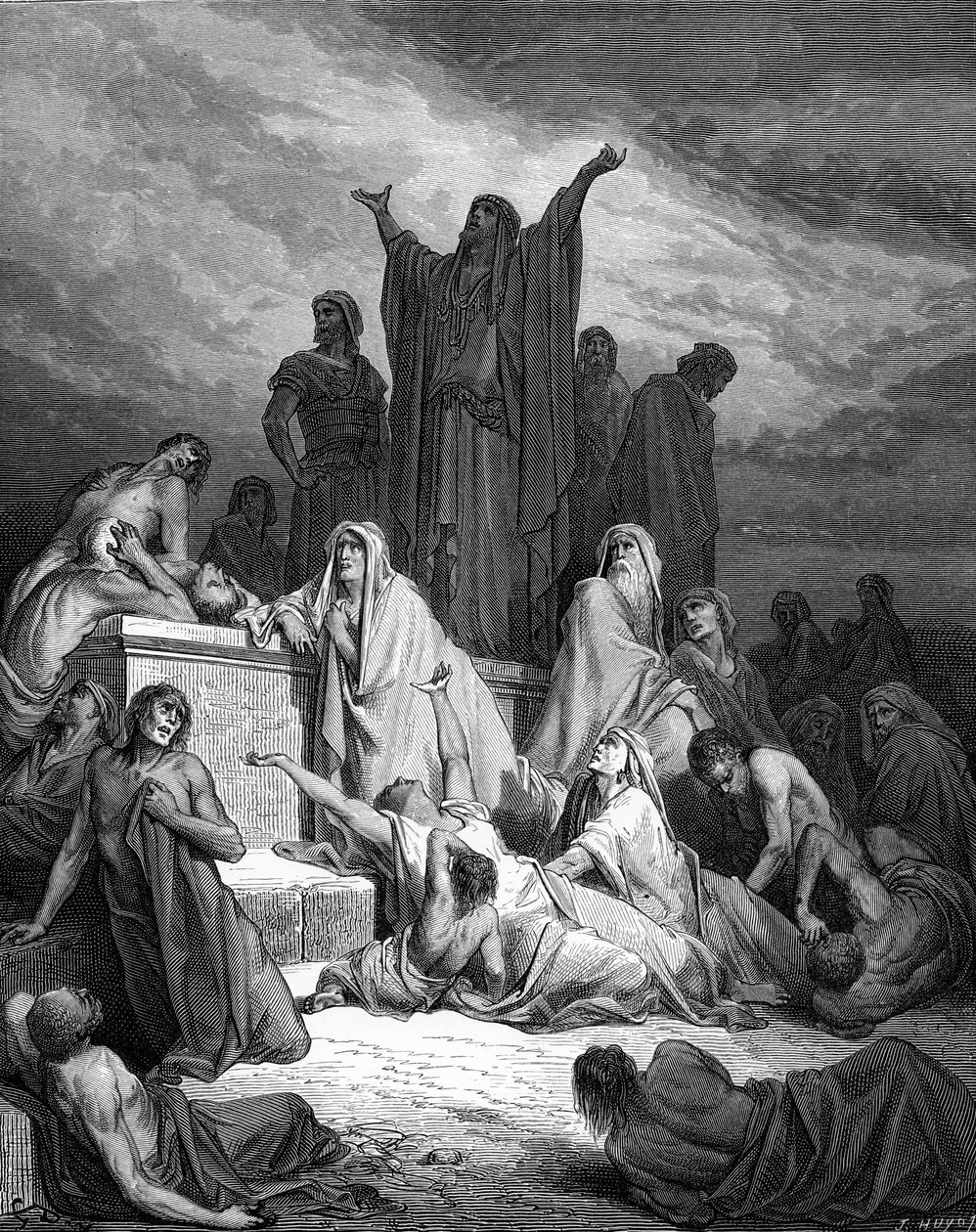Plaga Jerozolimy, rycina Doré. - Biblia autorstwa Gustave Dore