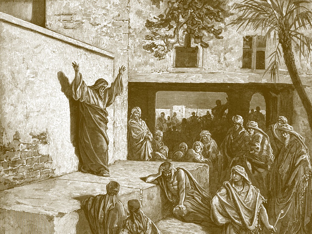 Prorok Micheasz, rycina Gustave Doré - Biblia autorstwa Gustave Dore