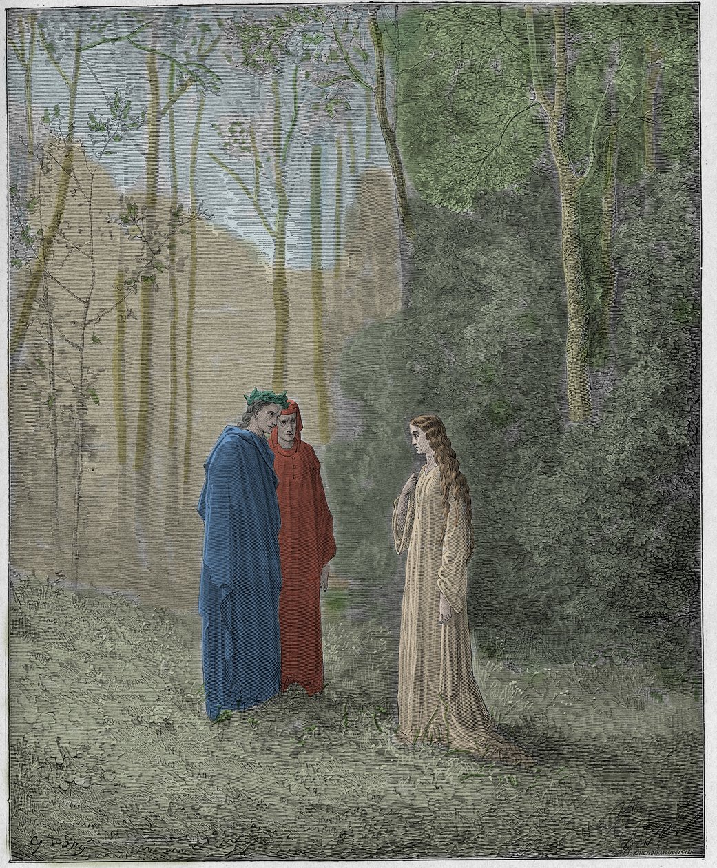 Purgatorio, Canto 5: Dante rozmawia z Pia de Tolomei autorstwa Gustave Dore