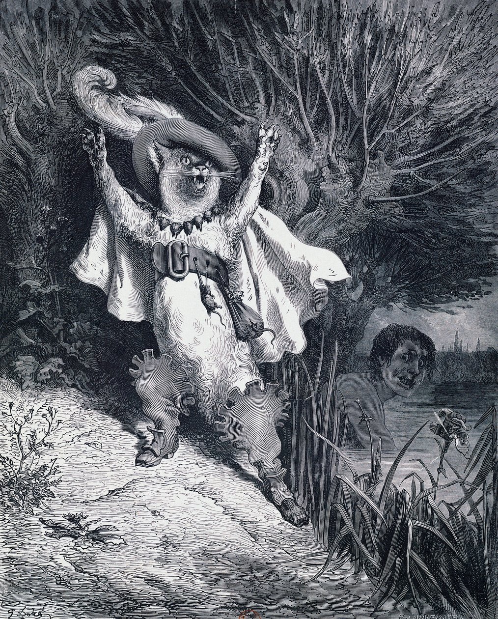 Kot w butach, ilustracja Gustave